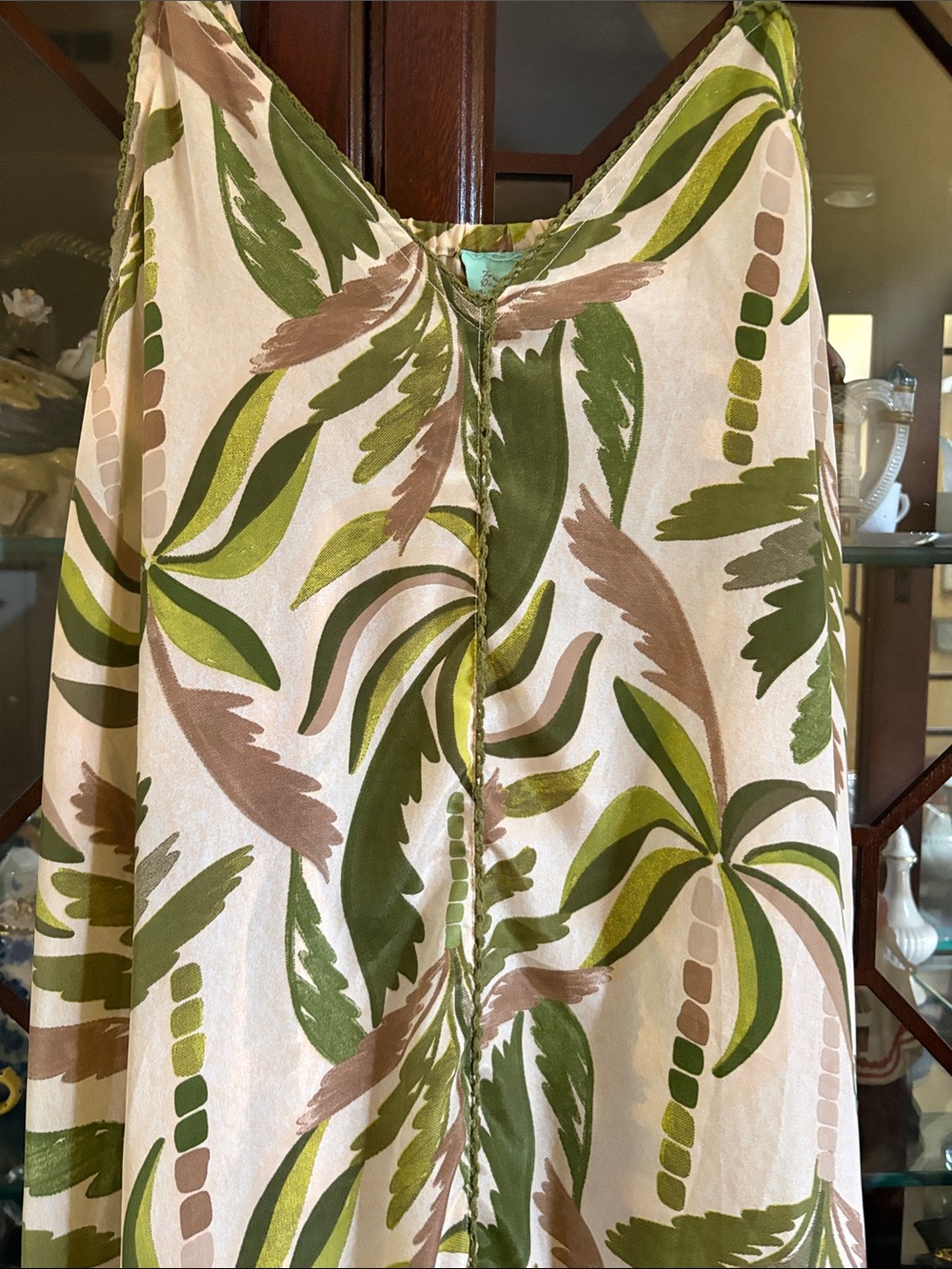 Green Palm-Print Slip Dress - Picture 3 of 3